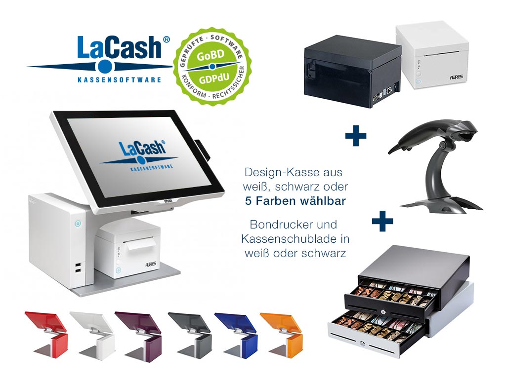 Touchscreen KASSE für Einzelhandel > Kassensystem Scannerkasse mit Kassenlade OK 